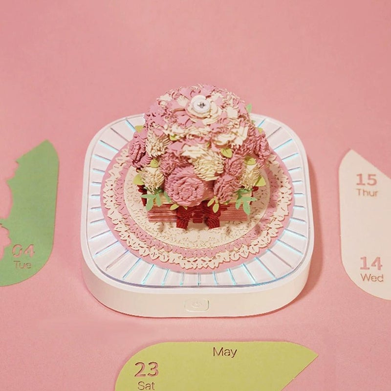 3D Calendar 2026,Time Piece Calendar,3D DIY Art Memo Pad ,3-D Rose Flower Tear Away calendar DIY Paper Carving Art Desktop Decor Gift for Christmas Birthday Valentines Day, Mothers Day - Image 4